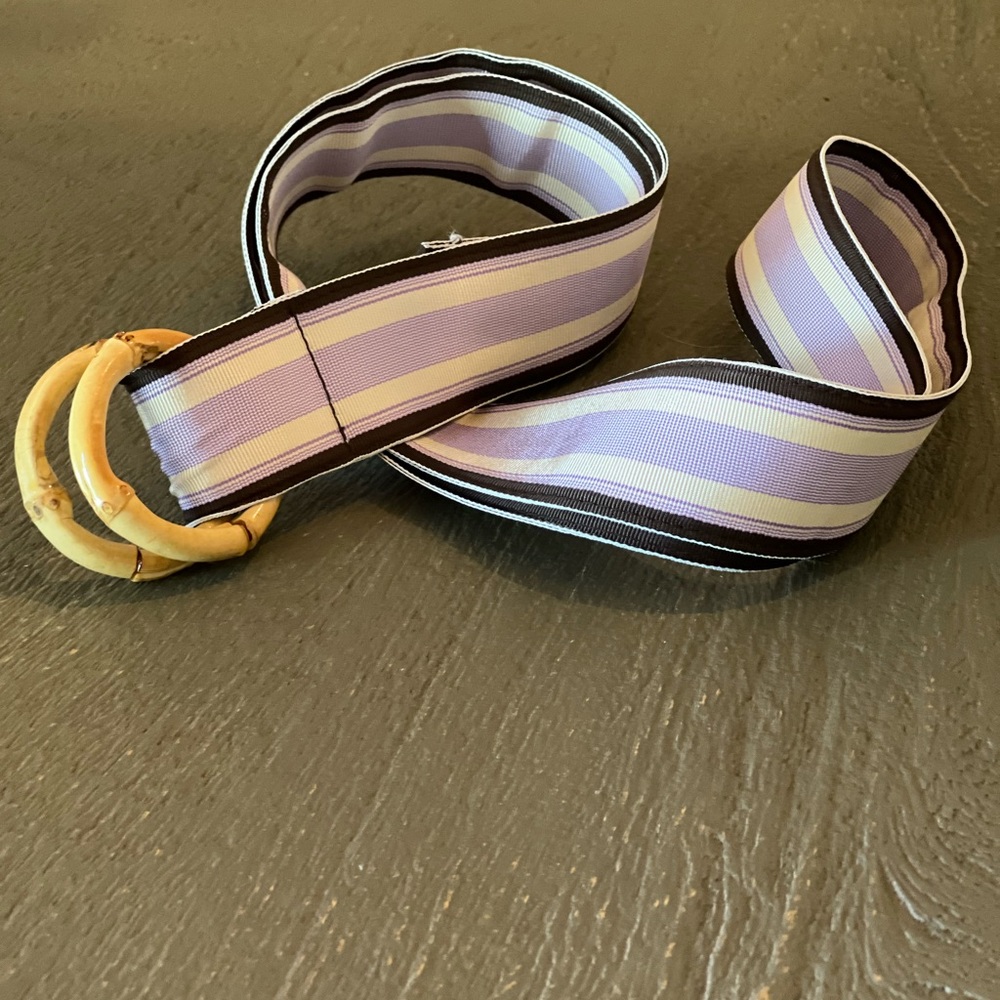 J Crew ribbon belt purple and brown stripe M/L